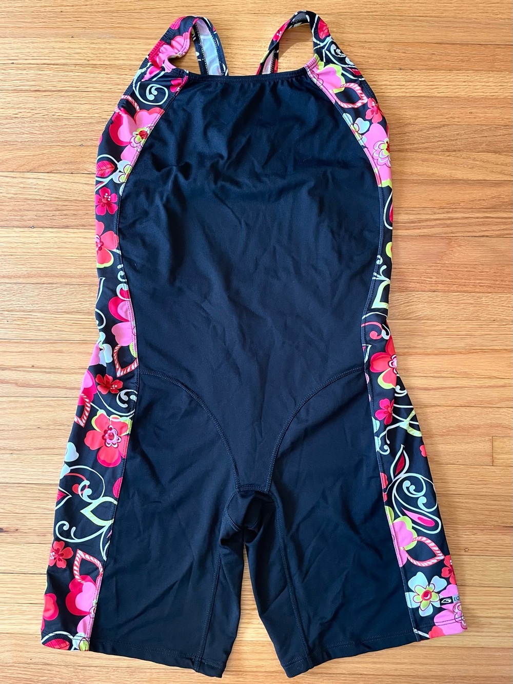 EQ Swimwear Black Floral Plus Size One-Piece Swimsuit Shorts 40 3X